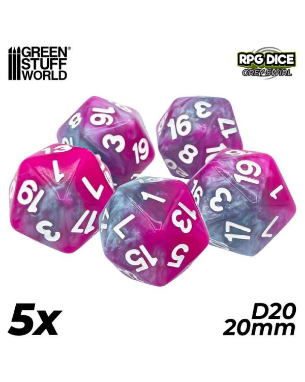 GREY SWIRL D20 20MM X5