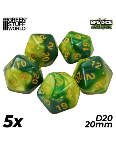 GREEN SWIRL D20 20MM X5