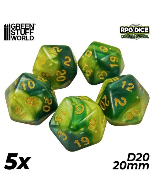 GREEN SWIRL D20 20MM X5