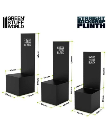 STRAIGHT BACKDROP DISPLAY PLINTH 7X7X6+14 BLACK