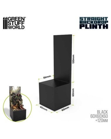 STRAIGHT BACKDROP DISPLAY PLINTH 6X6X6+12 BLACK