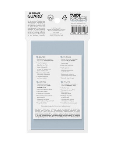 ULTIMATE GUARD PREMIUM SOFT SLEEVES TAMAÑO TAROT TRANSPARENTES (50)