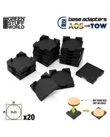 ROUND TO SQUARE BASE ADAPTER 25MM X20