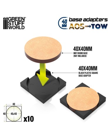 ROUND TO SQUARE BASE ADAPTER 40MM X00