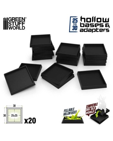 PLASTIC SQUARE BASE ADAPTOR 25MM TO 30MM X20