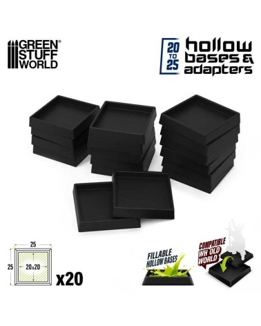 PLASTIC SQUARE BASE ADAPTOR 20MM TO 25MM X20