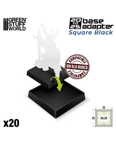 PLASTIC SQUARE BASE ADAPTOR 20MM TO 25MM X20
