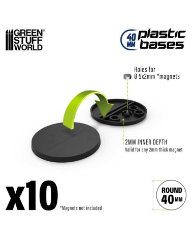 PLASTIC ROUND BASE 40MM X10