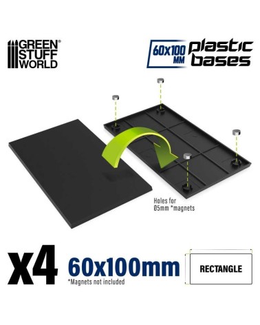 PLASTIC RECTANGLE BASE 60X100MM X4