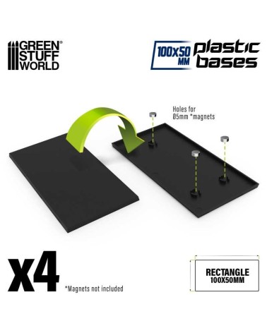 PLASTIC RECTANGLE BASE 100X50MM X4