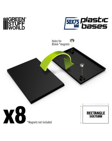 PLASTIC RECTANGLE BASE 50X75MM X8
