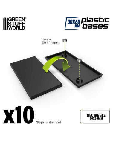 PLASTIC RECTANGLE BASE 30X60MM X10
