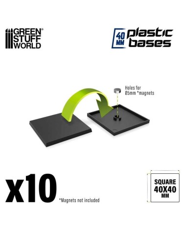 PLASTIC SQUARE BASE 40MM X10