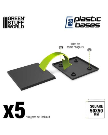 PLASTIC SQUARE BASE 50MM X5