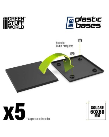PLASTIC SQUARE BASE 60MM X5