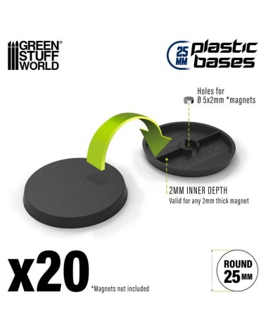 PLASTIC ROUND BASE 25MM X20