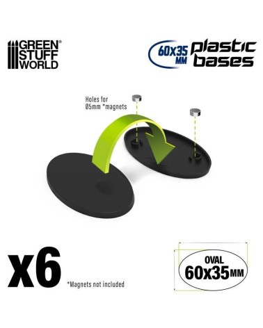 PLASTIC OVAL BASE 60X35MM X6