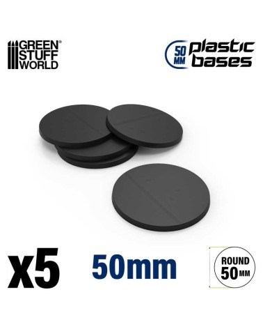 PLASTIC ROUND BASE 50MM X5