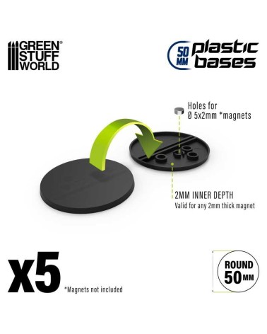PLASTIC ROUND BASE 50MM X5