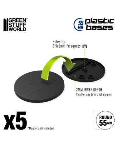 PLASTIC ROUND BASE 55MM X5