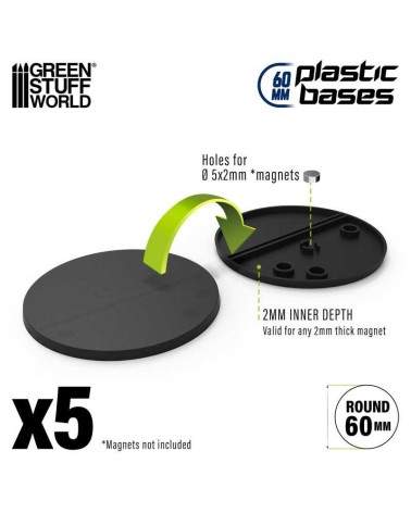 PLASTIC ROUND BASE 60MM X5