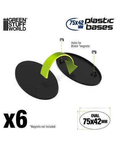PLASTIC OVAL BASE 75X42MM X6