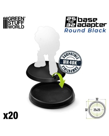 PLASTIC ROUND BASE ADAPTOR 25MM TO 32MM X20