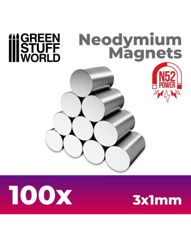 NEODYMIUM MAGNETS 3x1mm - SET X100 (N52) | Comprar en Troll Cave