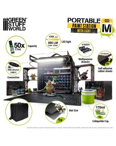 PORTABLE PAINT STATION WITH LIGHT M GREEN STUFF