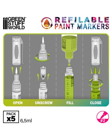 REFILLABLE PAINT MARKERS 2 X5