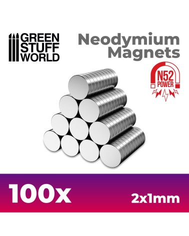 NEODYMIUM MAGNETS 2x1mm - SET X100 (N52)