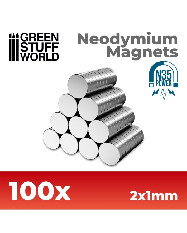 NEODYMIUM MAGNETS 2x1mm - SET X100 (N35)