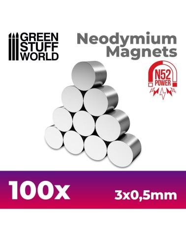 NEODYMIUM MAGNETS 3x0.5mm - SET X100 (N52)