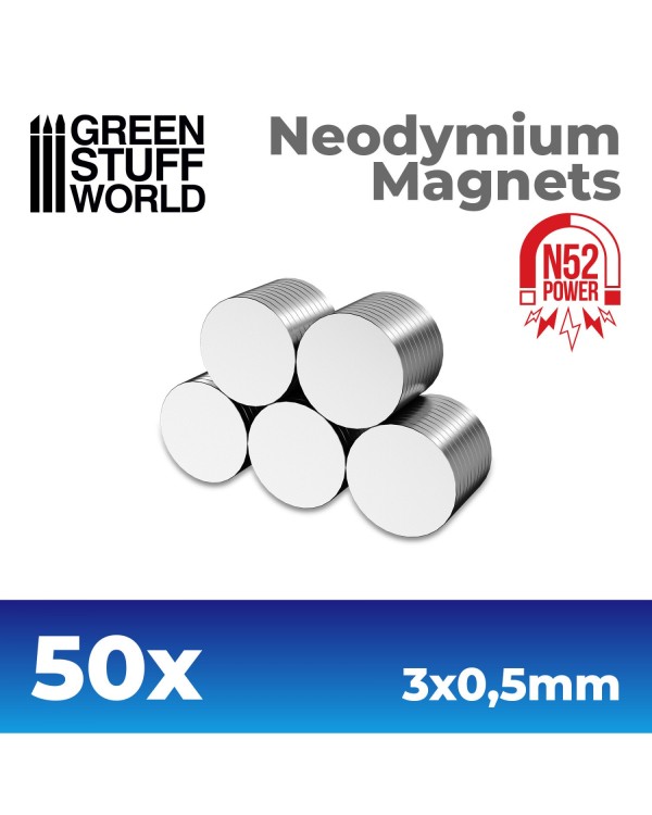 NEODYMIUM MAGNETS 3x0.5mm - SET X50 (N52)
