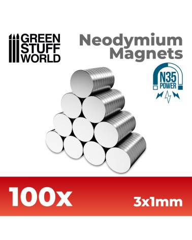 NEODYMIUM MAGNETS 3x1mm - SET X100 (N35)