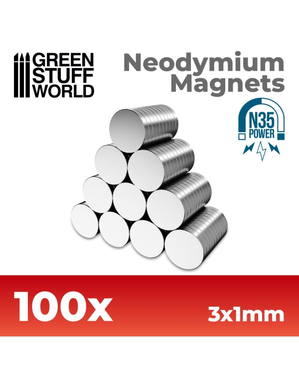 NEODYMIUM MAGNETS 3x1mm - SET X100 (N35)