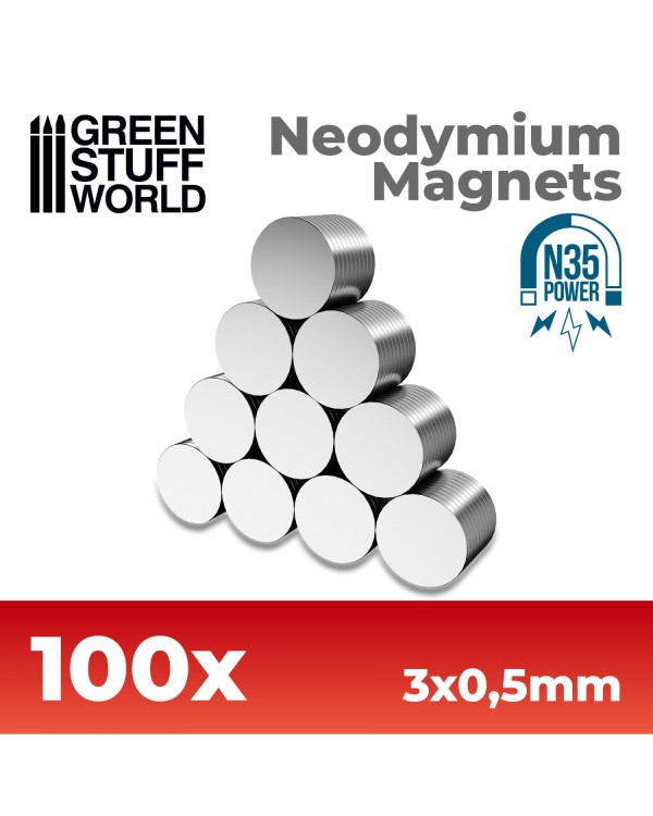 NEODYMIUM MAGNETS 3x0.5mm - SET X100 (N35)
