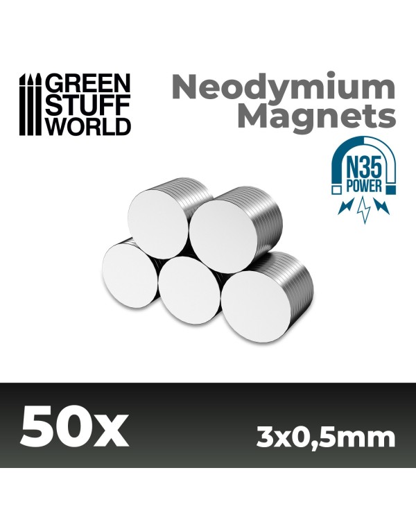 NEODYMIUM MAGNETS 3x0.5mm - SET X50 (N35)