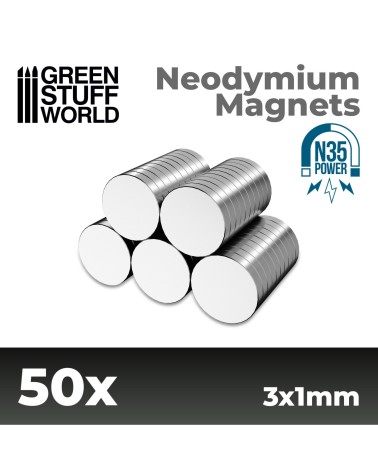 NEODYMIUM MAGNETS 3x1mm - SET X50 (N35)