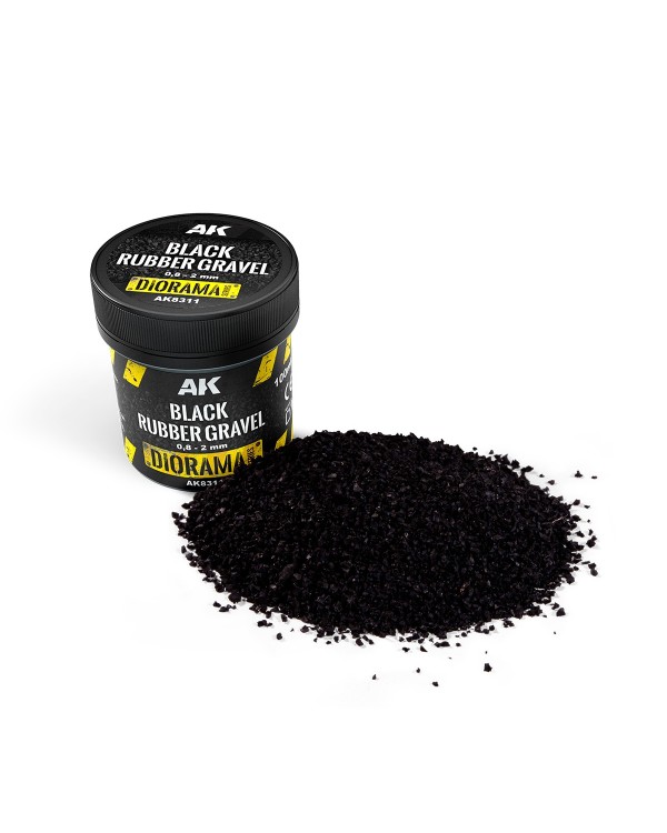BLACK RUBBER GRAVEL 0.8-2MM 100ML - DIORAMA SERIES