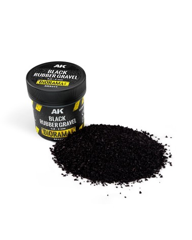 BLACK RUBBER GRAVEL 0.8-2MM 100ML - DIORAMA SERIES