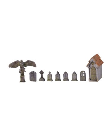 CEMETERY ACCESORIES – SCENOGRAPHY WARGAME SET -100% POLYURETHANE RESIN COMPATIBLE WITH 30-35MM SCALE