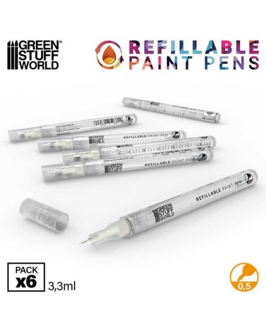 REFILLABLE PAINTS PENS 0.5 X6
