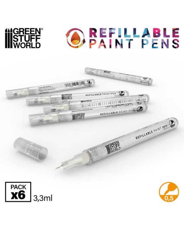 REFILLABLE PAINTS PENS 0.5 X6