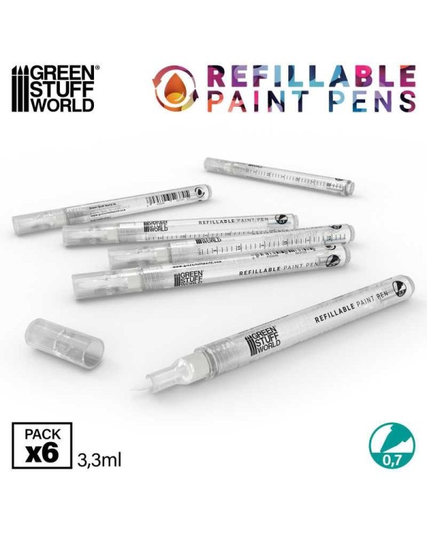 REFILLABLE PAINTS PENS 0.7 X6