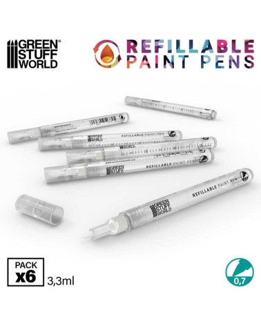 REFILLABLE PAINTS PENS 0.7 X6