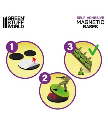 SELF-ADHESIVE MAGNETIC BASES ROUND 25MM X55
