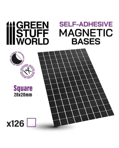SELF-ADHESIVE MAGNETIC BASES SQUARE 20X20MM X126