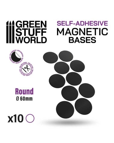 SELF-ADHESIVE MAGNETIC BASES ROUND 60MM X10