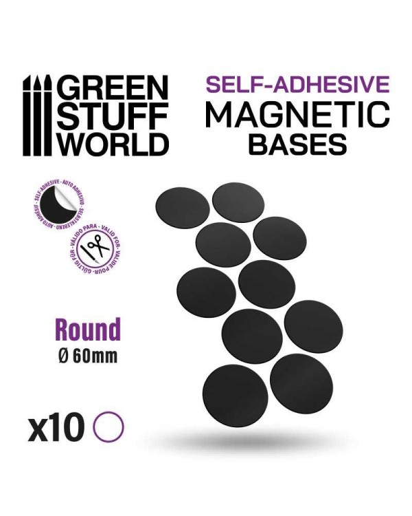 SELF-ADHESIVE MAGNETIC BASES ROUND 60MM X10